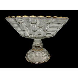 Jeanette Glass Company Vintage 1950's Clear Glass Pedestal Fruit Bowl